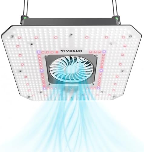 VIVOSUN AeroLight A150SE, LED Grow Light 150W with Integrated Circulation Fan, Compatible with App, for 4x2/3x3 Indoor Grow Tent, Black and White, 13 inches (L) x 13 inches (W) x 1.77 inches (H)