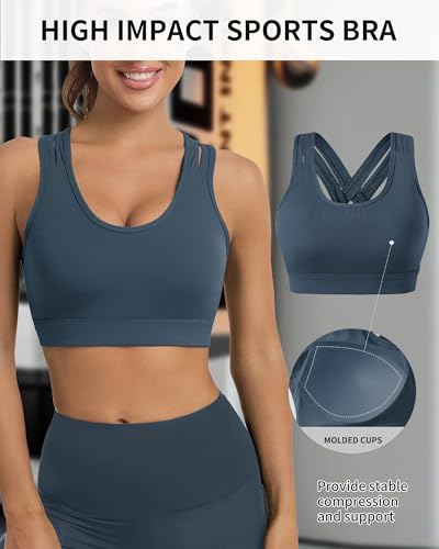 Sports Bras for Women High Support, Molded Cup High Impact Criss Cross Back Workout Yoga Bra No Removable Padded Bra2