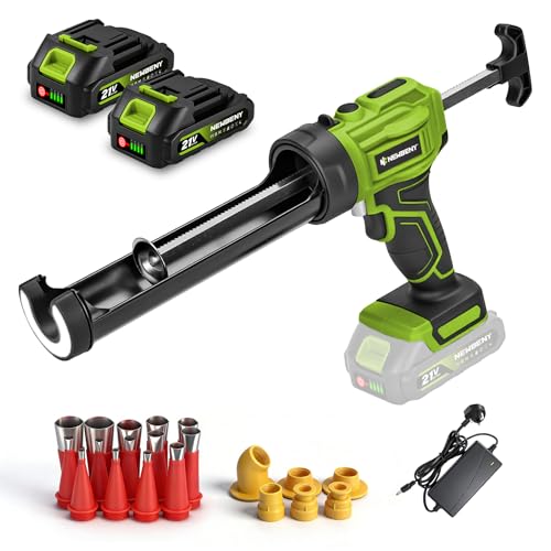 NewBeny Dripless Caulking Gun with 2 * 2000mAh Batteries, Silicone Sealant Gun with 4 Speed Adjustable & Build-in LED Compatible with 300ml Cartridge for Gap Sealing, Glue Filling