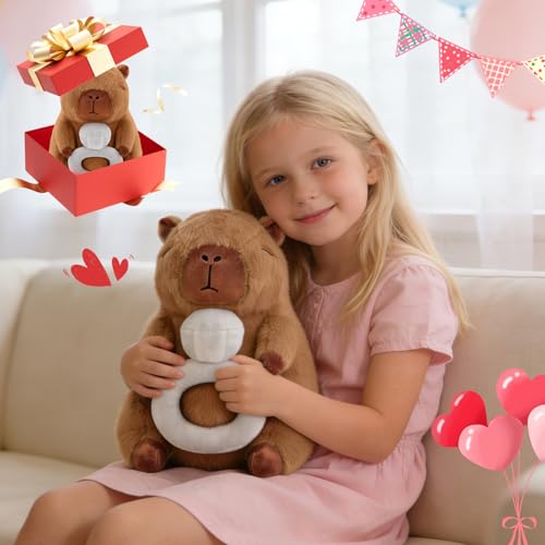 Image of Valentines Stuffed Animal - Cute Capybara Plush with Diamond - 13-inch Kawaii Capybara Stuffed Animal Pillow Soft Stuffed Plushies Toy for Romantic Sweet Gifts for Her