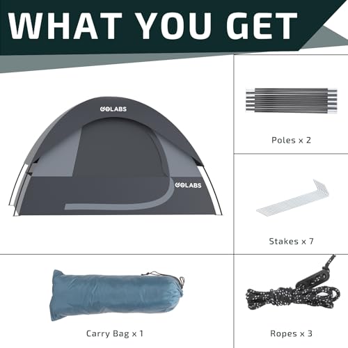 image for Golabs CT1 2 Person Camping Tent, Easy Set Up in 3 Mins, PU1500mm Wate