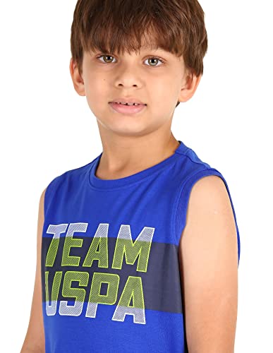 Image of U.S. Polo ASSN. Boy's Round Neck Regular Fit Brand Print Ikeb Muscle Tank - Pack of 1