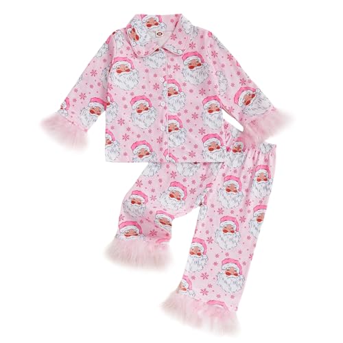 Toddler Girl Christmas Pajamas Plaid Button up 2 Piece Pajama Set Little Kids Girls Pjs Nightgown Outfit Clothes