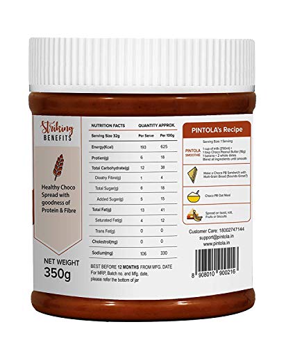 Image of Pintola All Natural Peanut Butter (Crunchy) (1 kg) (Unsweetened, Non-GMO, Gluten Free, Vegan) + Pintola Choco Spread Peanut Butter (Crunchy) (350g)