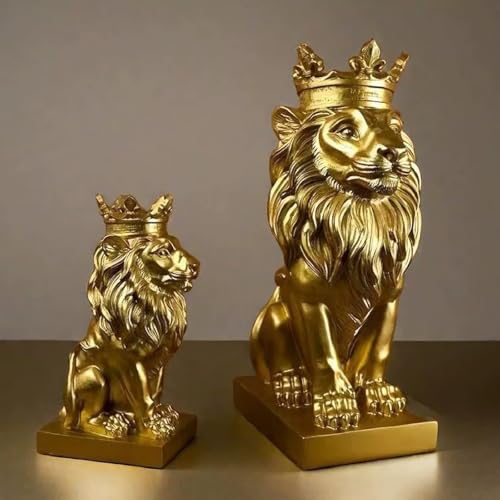 Majestic - Estatua del Rey León - Escultura creativa de resina, figura abstracta moderna de animales para decoración del hogar y la oficina, idea de regalo única (grande, blanco)
