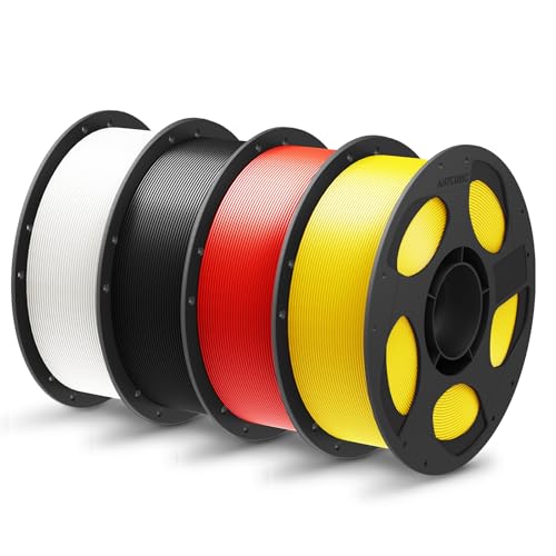 Image of ANYCUBIC PLA Plus (PLA+), 3D Printer Filament 1.75mm Bundle, High Toughness, Dimensional Accuracy + /- 0.02mm, 4 Pack 1KG Reusable Spool, White, Black, Red, Yellow