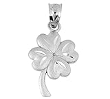 Celtic 10k White Gold Pendant - The Lucky Clover Leaf Charm