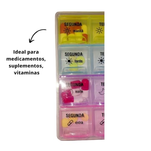 Caixa Porta Comprimido Separador Organizador Caixinha 4 Horarios 4 x Dia Medicamento Remedio Supleme