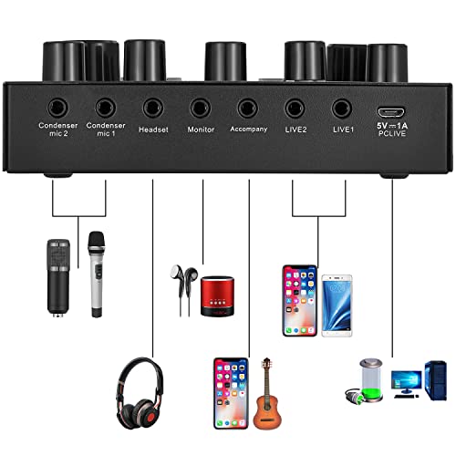 Podcast Equipment Bundle, Alpowl Audio Interface With Cardioid Designer Bm800 Mic For Gamer And All-In-One Dj Mixer, Perfect For Live Streaming, Singing, Youtube, Gaming (Gold) #TOP5