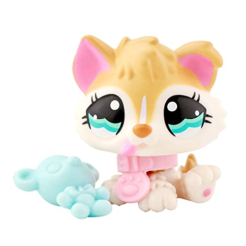 Cievoo Lps Yellow Baby Husky Rare Lps With Lps Accessories Bear And Collor Rare Old Lps Collectable Pets Small Littlest Pet (Yellow Baby Husky) #TOP12