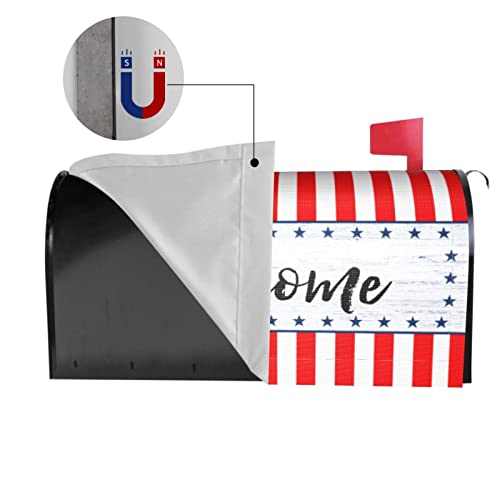 Image of Welcome Mailbox Covers American Flag Patriotic Mailbox Wraps Magnetic US Independence Day 4th of July Post Letter Box Cover Garden Yard Home Decor Standard Size 21 inch X 18 inch