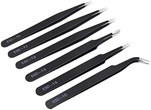 SCHOFIC [6 PCS] Precision Tweezers Set, Upgraded Anti-Static Stainless Steel Curved of Tweezers, for Electronics, Laboratory Work, Jewelry-Making, Craft, Soldering, etc (B07M85NRC5) Amazon Price History, Amazon Price Tracker