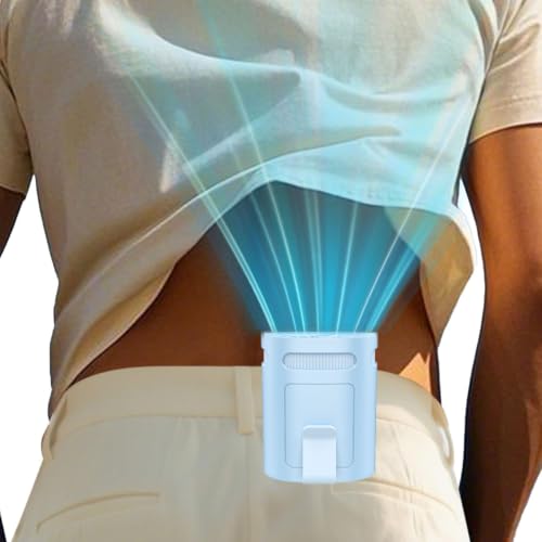 Image of Portable Waist Clip Fan-Mini Lightweight Noiseless Cool Clip Fan Under Shirt Belt Pants Clothes Hard Hat Hip Back Pocket,Individual Menopause Neckband Lanyard Cooler Ac for Adult Children Gifts Blue
