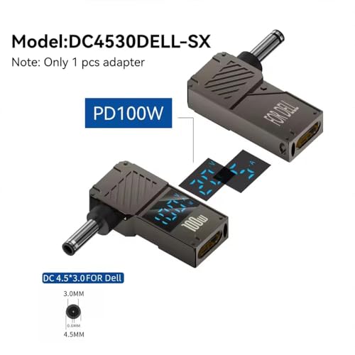 Image of ETZIN 100W Female Type-C to Laptop Charging Adapter Converter Compatible with Lenovo IdeaPad Yoga Laptop Series, Chromebook, Liteon, Flex, Notebooks (4.5-3.0DEL)