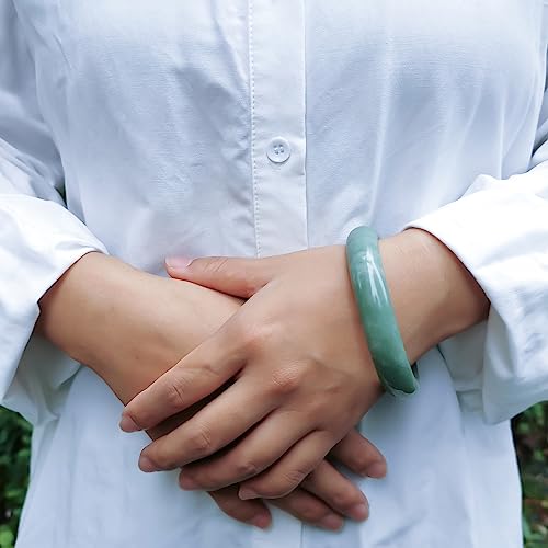 Natural Green Jade Bangle Bracelet for Women Genuine with Certificate丨100% Grade A Jade Handmade Bracelets - Healing Protection Good Luck Bracelet Bangles with Jewelry Box (54-64mm)2