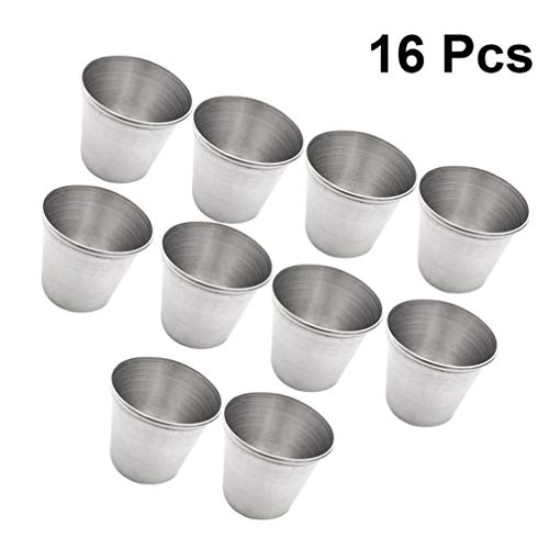UPKOCH 16 peças de copos para shots de aço inoxidável, copo de conhaque portátil para garrafa de bar