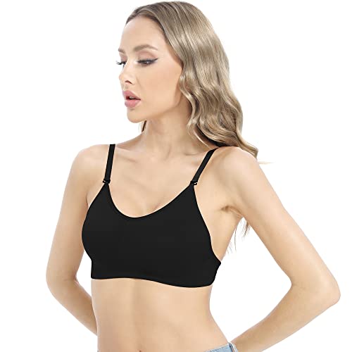 Image of OBICUM Backless Clear Back Bra Convertible Wireless Dance Bra Unpadded Adjustable Straps Low Back