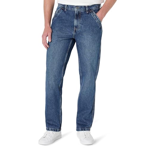 Amazon Essentials Herren Relaxed-Fit-Zimmermannsjeans Ohne Stretchanteil, Arbeitskleidung, Stone Mittlere Waschung, 32W / 32L