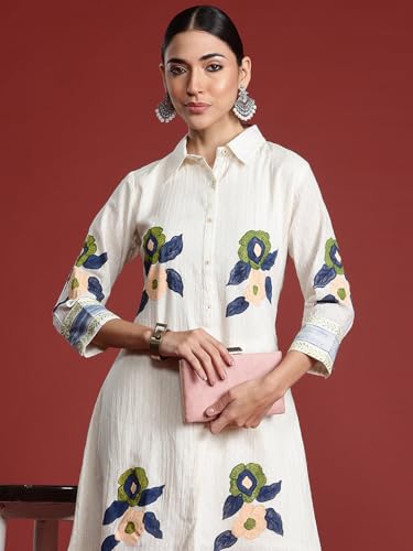 Image of INDO ERA Women's Pure Cotton Embroidered Straight Kurta & Palazzo Set | cotton kurta sets for women