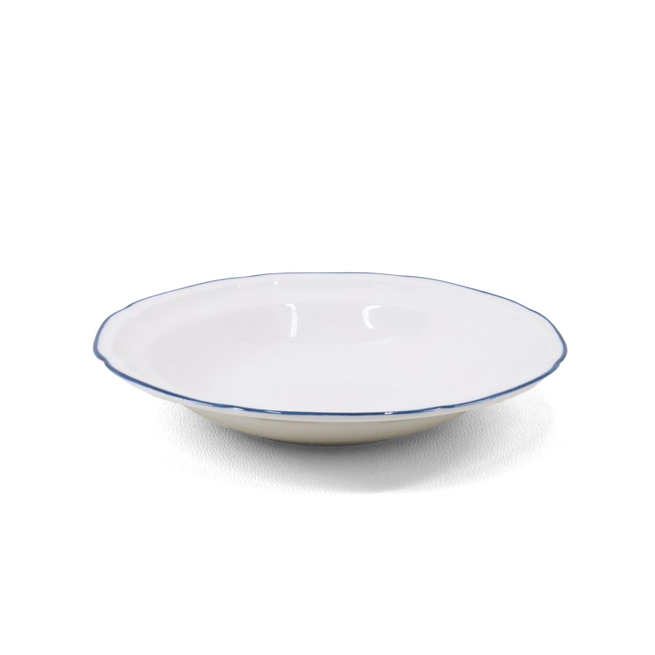 Brigros - Servizio Piatti 18 Pezzi in Ceramica Bianca con Bordo Dipinto a Mano, Set Piatti 6 Persone in Porcellana Elegante e Moderna, Modello Grace (Blu)
