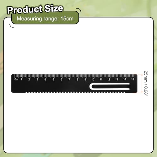 QUARKZMAN Gerader Lineal 15cm Metrisch Metalllineal Aluminiumlegierung Mess-Lesezeichen Clip Lineal Skala Werkzeug zum Messen Studieren Lesen Klassenzimmer Büro, Schwarz