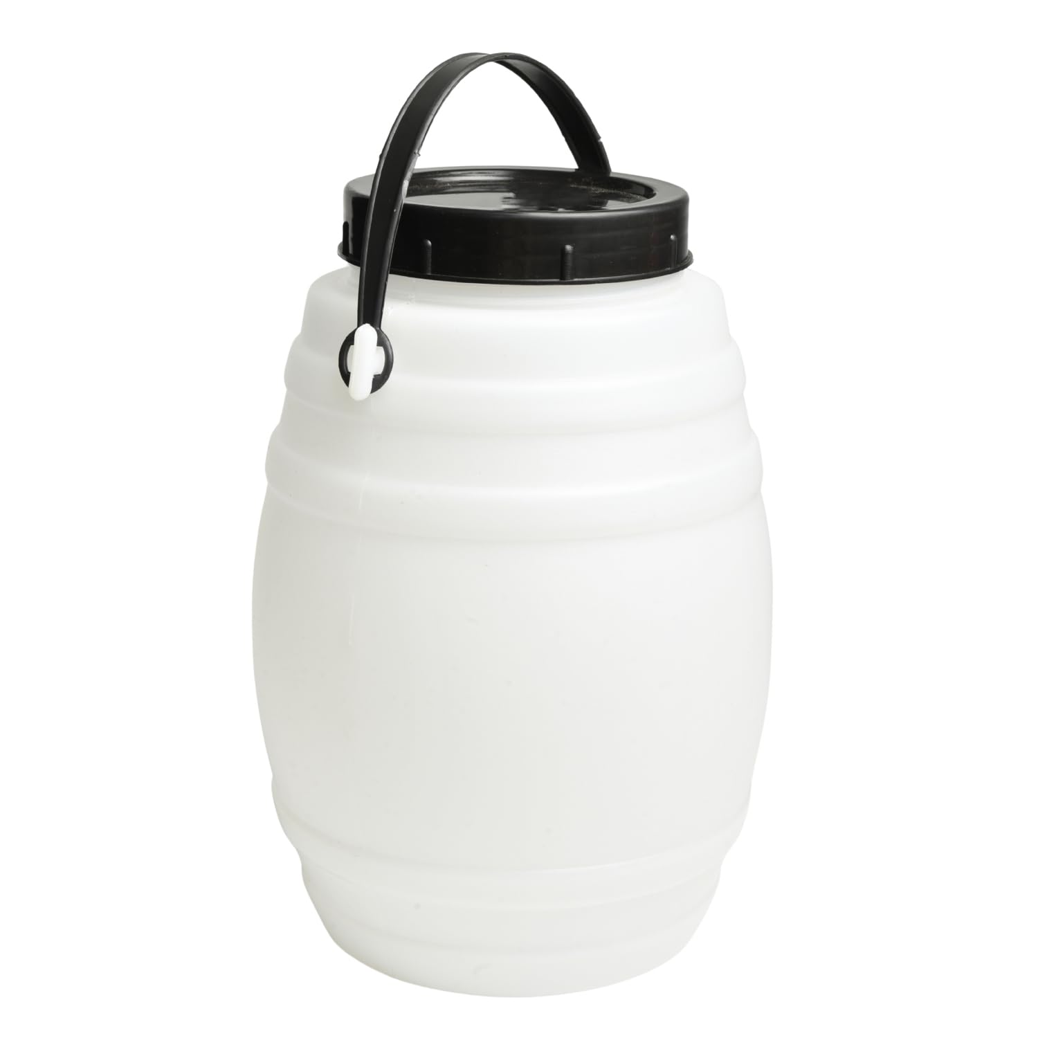 B2C Plastic Food Storage Barrels with Screw-On Lid & Handles – 1.2L to 5L – Food-Safe, Durable, Lightweight, Perfect for Fermenting, Water & Kitchen Use (4, White, 4L)
