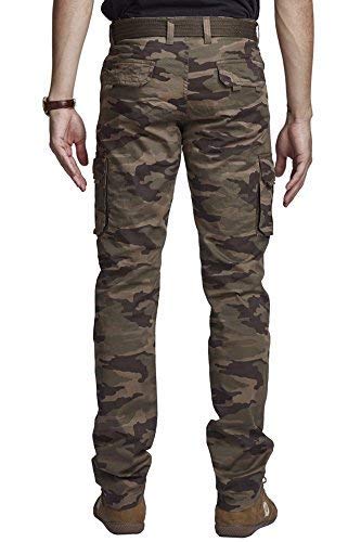 Image of Krystle Mens Relaxed-Fit Cargo Pants Multi Pocket Military Camo Combat Work Pants-Light Brown