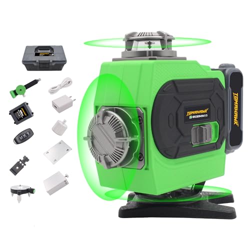 Image of TOMAHAWK TLN-3232 16 Lines Green Laser Level Pro 4x360 4D Green Cross Line Professional Laser for Construction Two 360 Vertical /Horizontal Level Pulse Mode and Remote Controller Lazer Machine