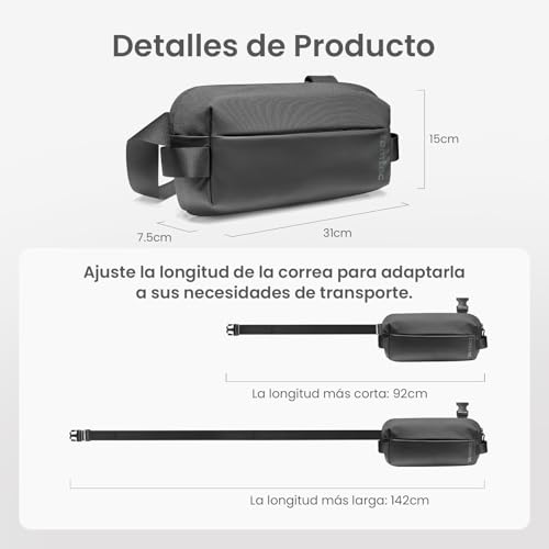 tomtoc Bandolera EDC Sling Bag Unisex, Impermeable Ligero Bolso Cruzado y Pecho para Ciclismo, Caminar, Viajes, Vacaciones, Transporte Diaria, Compatible con 2024 iPad mini 7, 2025 Nueva Switch 2