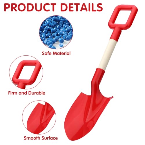 Sand Shovels for Children with Wooden Handle - Set of 3 40 cm for Beach Snow and Garden, Rot, Blau - Image 3