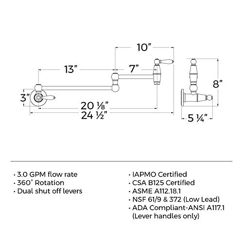 Pfister Gt533Tdy Port Haven Wall Mount Pot Filler Faucet, Tuscan Bronze #TOP3