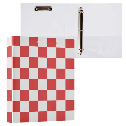 ALAZA Red White Checkered Plaid 3 Ring Binder Holds of 200 Sheets Fits Letter Sized Paper D-Ring Organizer for School Home Work Office 1 Pack