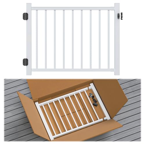 Egadis 36in x 4ft Aluminum Deck Gate Kit, ASTM E985 Tested, Welded, White