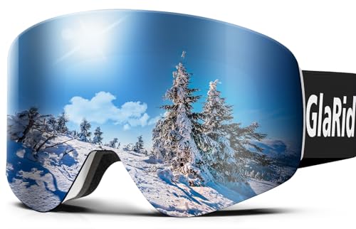 GlaRid Lunettes de ski pour hommes, femmes, jeunes, protection 100 % UV, anti-buée, OTG – Lunettes de snowboard pour adultes et jeunes avec étui de...