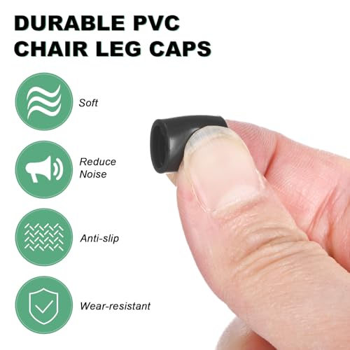 Image of M METERXITY 8-Pack Chair Leg Caps, 1 /4 Inch(6mm) PVC Chair Leg Floor Protectors for Folding Chairs /Metal Chairs /Furniture Table /Hardwood Floors, Round Non-Slip Cover End Tips [Black]