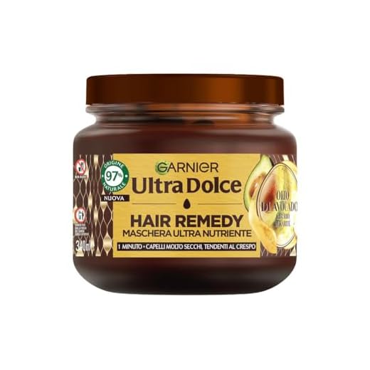 Garnier Ultra Dolce Maschera Nutriente, Per Capelli Secchi, Molto Tendenti al Crespo, Azione In 1 Minuto, Con Olio di Avocado e Burro di Karité, Hair Remedy, 340 ml