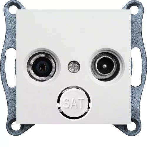 Prise RTV de passage blanc polaire de marque LUMINA pour câblage coaxial TV