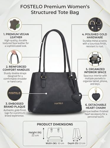 Image of Fostelo Women's Zita Luxe Tote Handbag for Women | Hobo Bag for Work | Ladies Purse | Stylish Shoulder Bag | Gift For Women