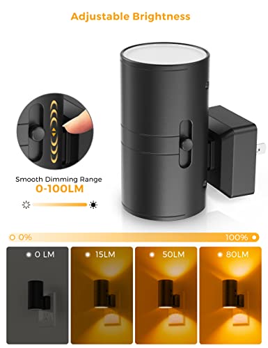 Image of L LOHAS LED Night Light, Amber Nightlight, Dimmable Night Light, Light Sensor, Yellow Nightlight, 0-100LM, Sleep Light for Kids, Soft & Warm Light for Bedroom, Bathroom, 4 Pack