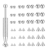LORACOXS 48PCS Replacement Balls and Spikes, 3/4/5/6MM Surgical Steel Balls and Spikes, Barbell Tongue Nipple Belly Button Eyebrow Rook Piercing Parts