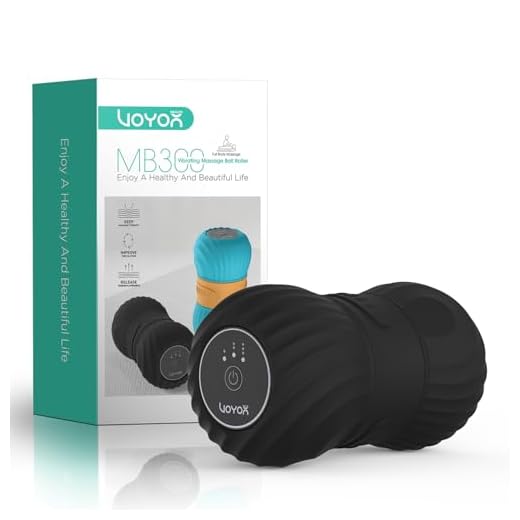 VOYOR-HEALTH Bola de Masaje Vibratoria de Maní, Masaje de Punto de Activación de Tejido Profundo Para Liberar la Tensión y el Dolor Muscular, Portátil y Recargable para Yoga Fitness, MB300 Negro