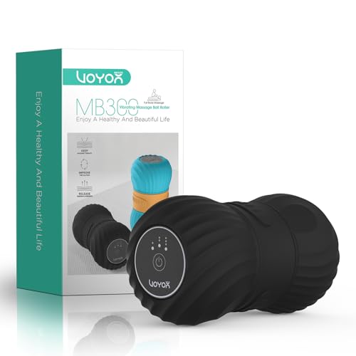 VOYOR-HEALTH Bola de Masaje Vibratoria de Maní, Masaje de Punto de Activación de Tejido Profundo Para Liberar la Tensión y el Dolor Muscular, Portátil y Recargable para Yoga Fitness, MB300 Negro