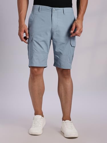 Image of Thomas Scott Men's | Regular Fit | 100% Cotton | Solid | Breathable Lightweight | 6-Pocket Cargo Shorts | Cricket Club Collection