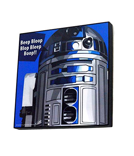 Pop Art Star Wars Movie Funny Quotes [ R2D2 ] Framed Acrylic Canvas Poster Prints Artwork Modern Wall Decor, 10"x10"