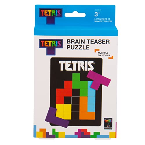 Tetris Tetrimino Shapes 3D Brain Teaser Puzzle. Incluye 7 Piezas de Madera Tetrimino y Tablero Plano de Madera para Rompecabezas