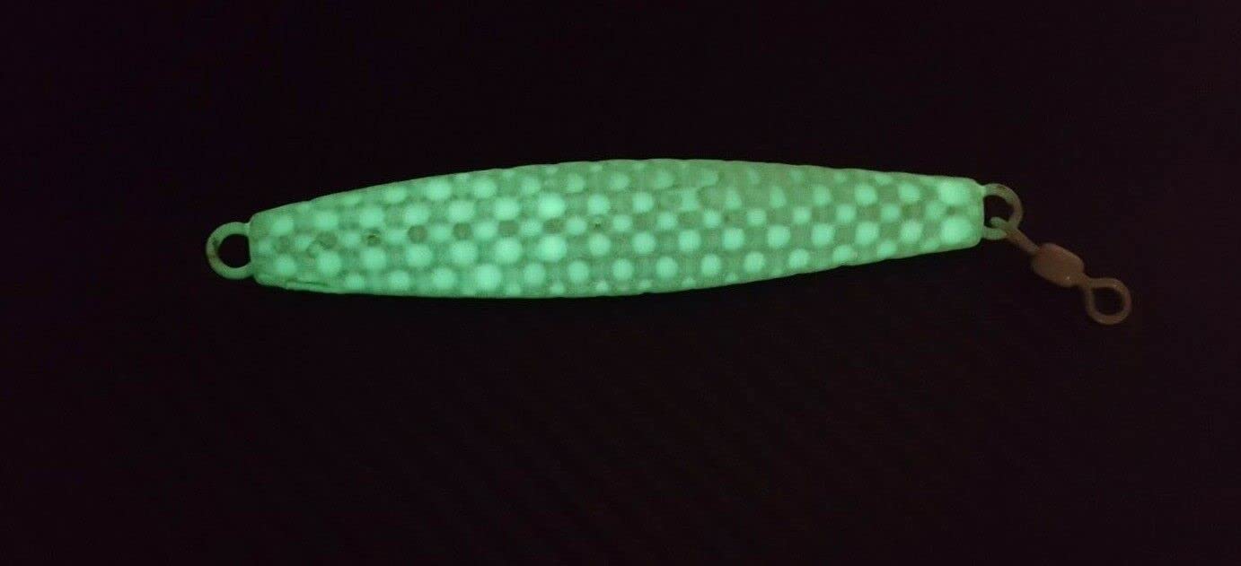 10 Hammered"Diamond" Vertical AVA Jigging Bluefish Striper Fishing Lures- Glow 8 oz
