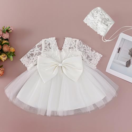 Lace Flower Baby Girl Dress with Big Bowknot Toddler Tulle Tutu for Formal Birthday Party4