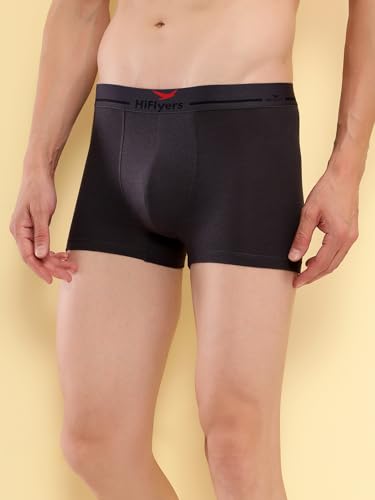 Image of HiFlyers Men's Cotton Spandex Odour-Free, Long Lasting Comfort, All Day Fresh and Confidence Dark Knight Collection Solid Trunks