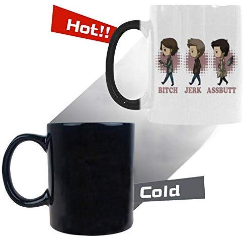 R&H Bitch Jerk Assbutt Coffee Mug - Funny Quote Mug Morphing Changing Color Heat Reveal Coffee Tea Cup (11oz)