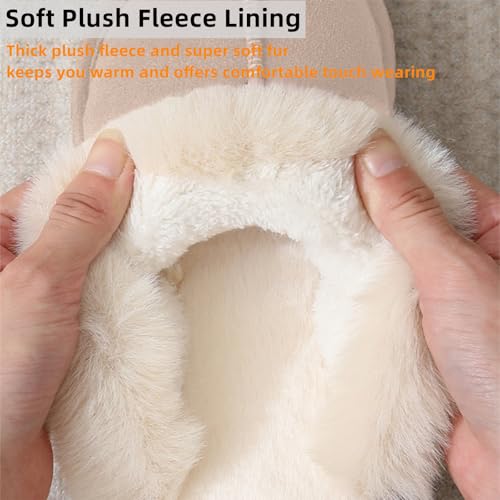 Womens Slipper Warm Comfy Fluffy Slip On Winter House Shoes Suede Slippers with Faux Fur Collar Lining Non-Slip Cozy Slippers for Indoor Outdoor4